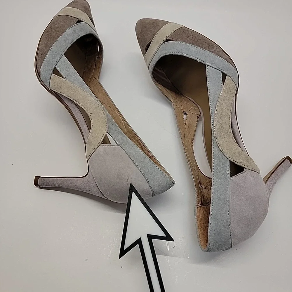 Nina Originals Agenda Suede Pastel Color Block Cut Out Heels US Size 10 Pretty